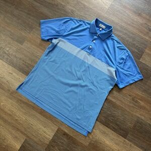 Peter Millar Summer Comfort Blue Striped Polo Shirt Men's Size‎ M FLAW